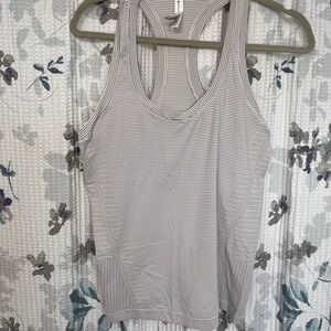 Athleta Gray Striped Racerback Tank Top. Size Large